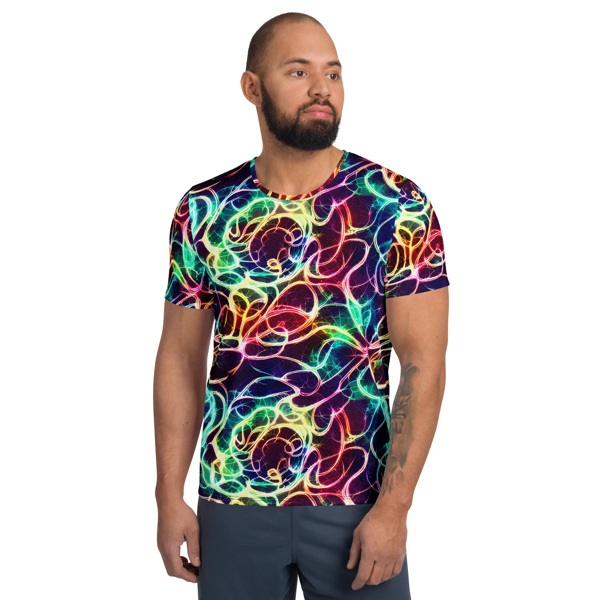 Electric Lace on Men's Athletic T-Shirt — Front