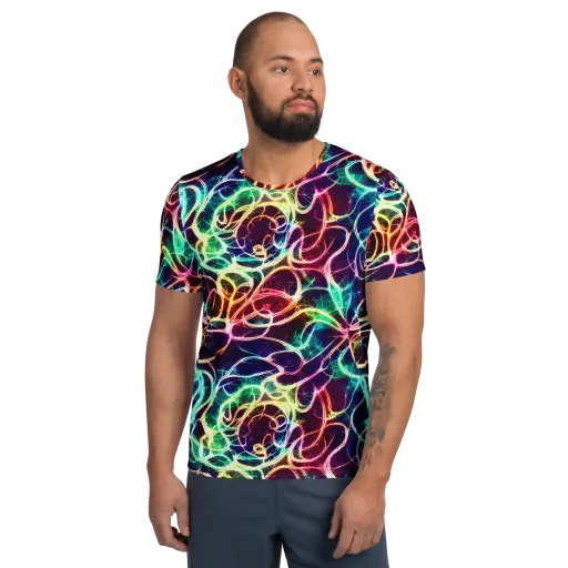 Electric Lace on a Men's Athletic T-Shirt