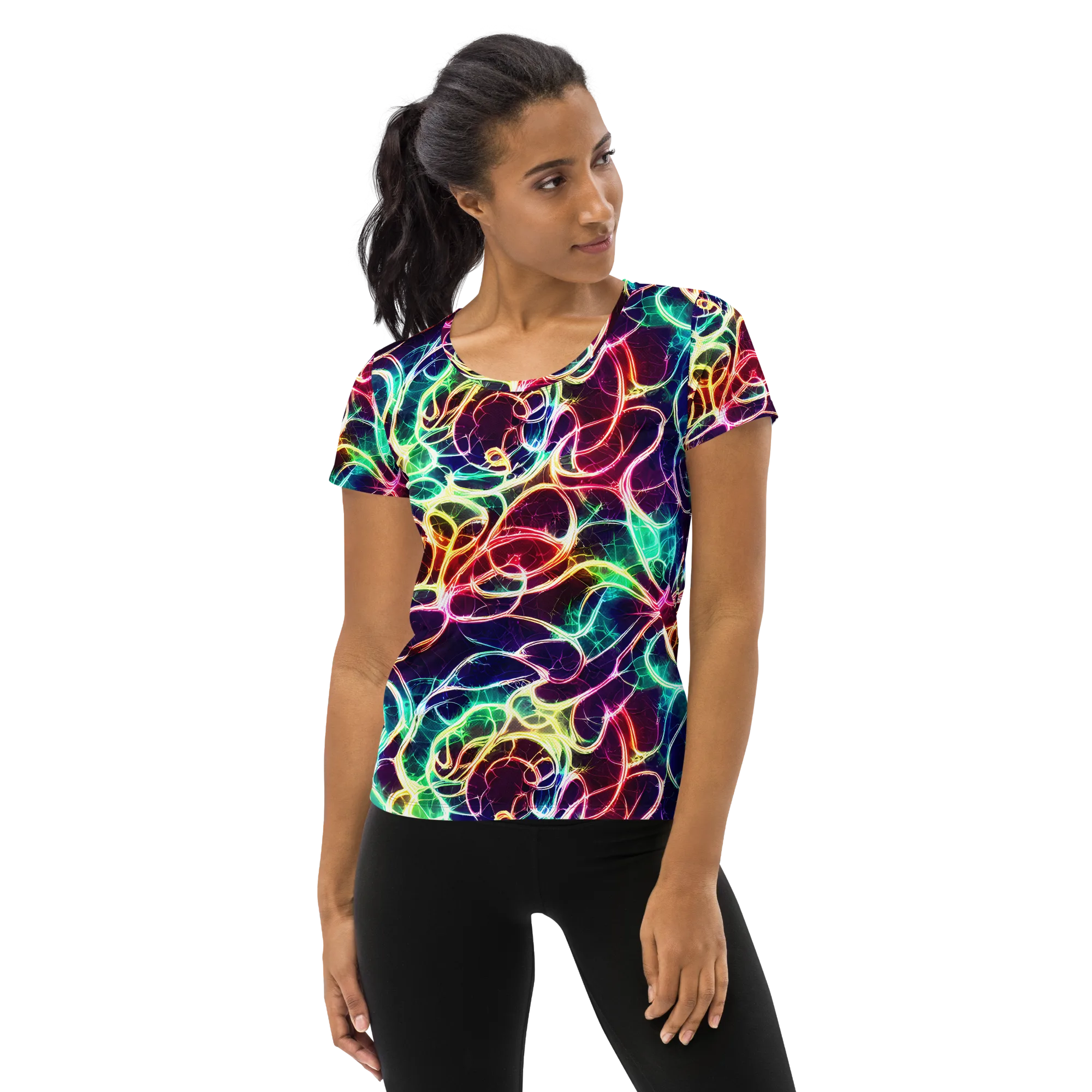 Electric Lace on Women's Athletic T-Shirt — Front