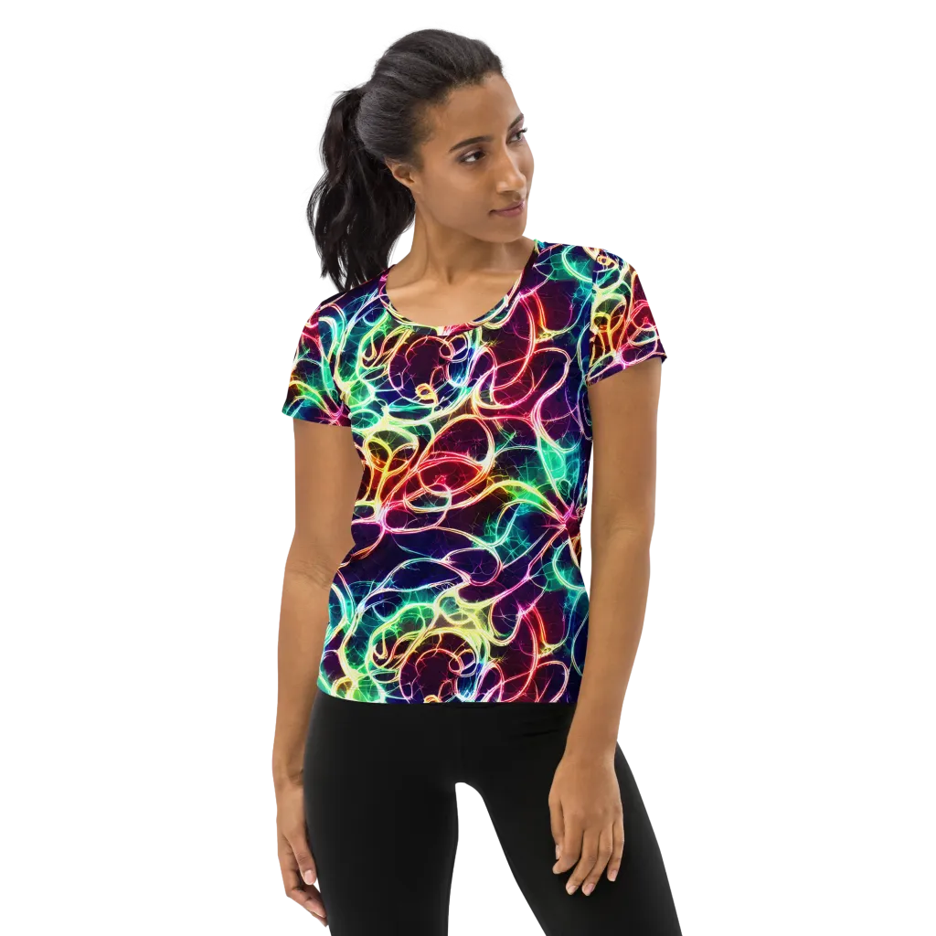 Electric Lace on Women's Athletic T-Shirt — Front