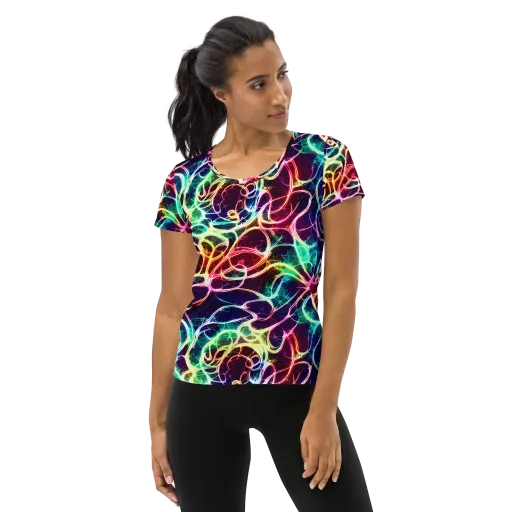Electric Lace on a Women's Athletic T-Shirt