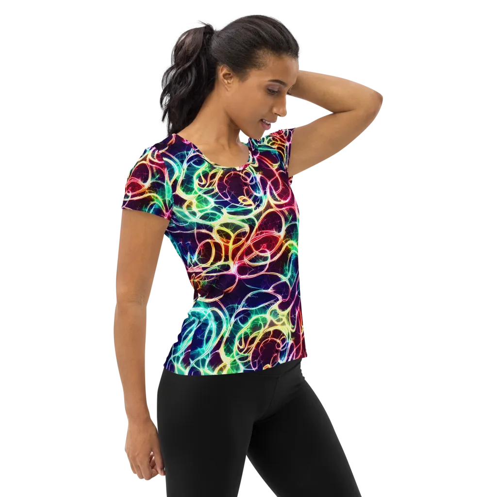 Electric Lace on Women's Athletic T-Shirt — Right