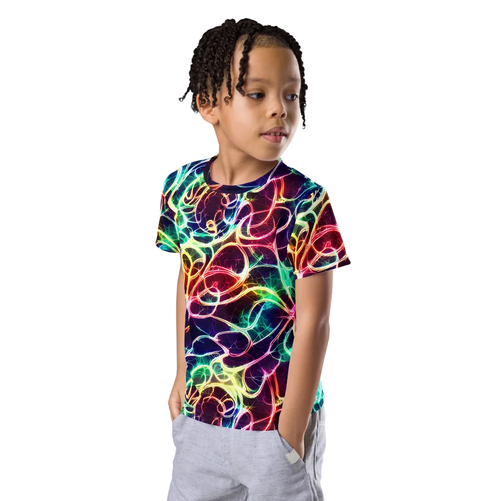 Electric Lace on Kids Crew Neck T-Shirt — Left Front