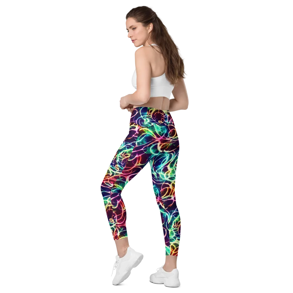 Electric Lace on Leggings with Pockets — Left Back