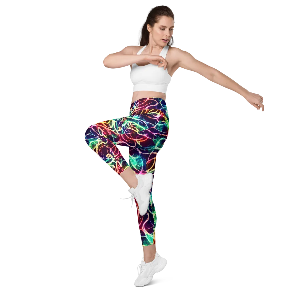 Electric Lace on Leggings with Pockets — Left Front
