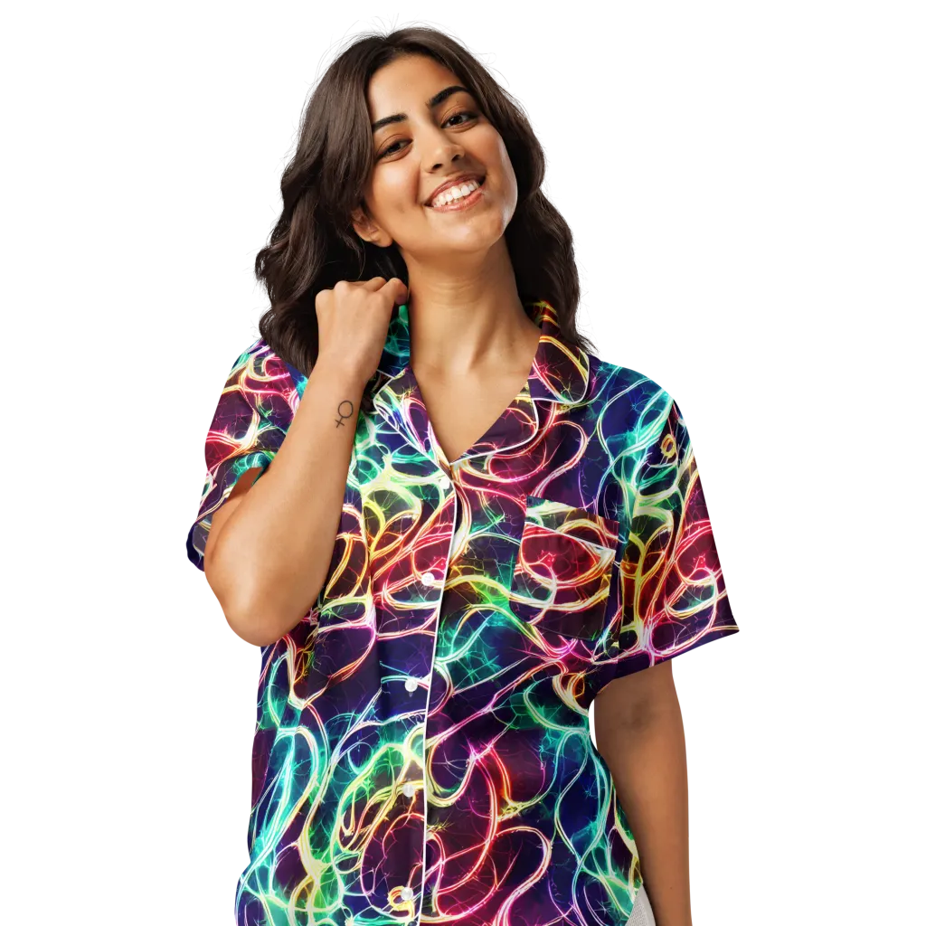 Electric Lace on Women's Short Sleeve Pajama Top — Front