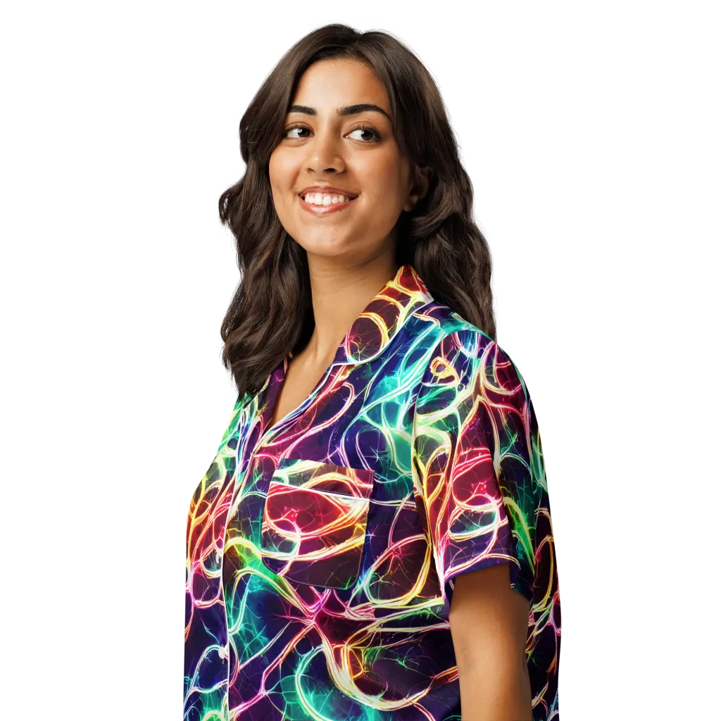 Electric Lace on Women's Short Sleeve Pajama Top — Left Front