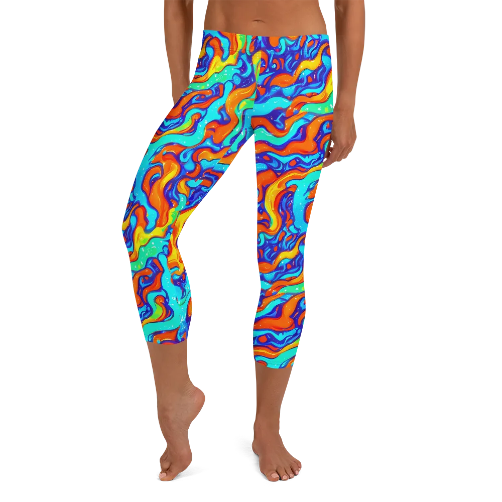 Painted Pulse on Capri Leggings — Front