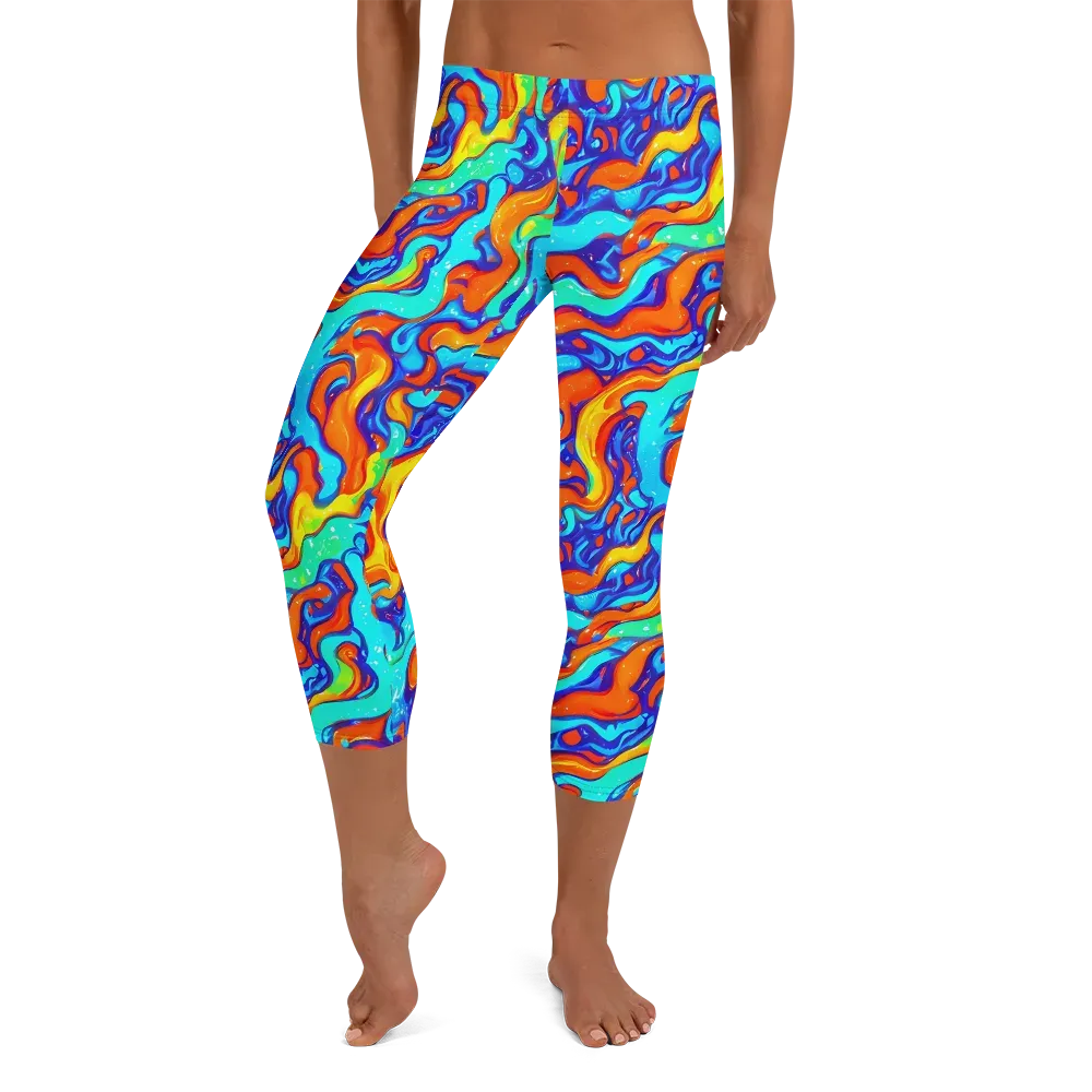 Painted Pulse on Capri Leggings — Front