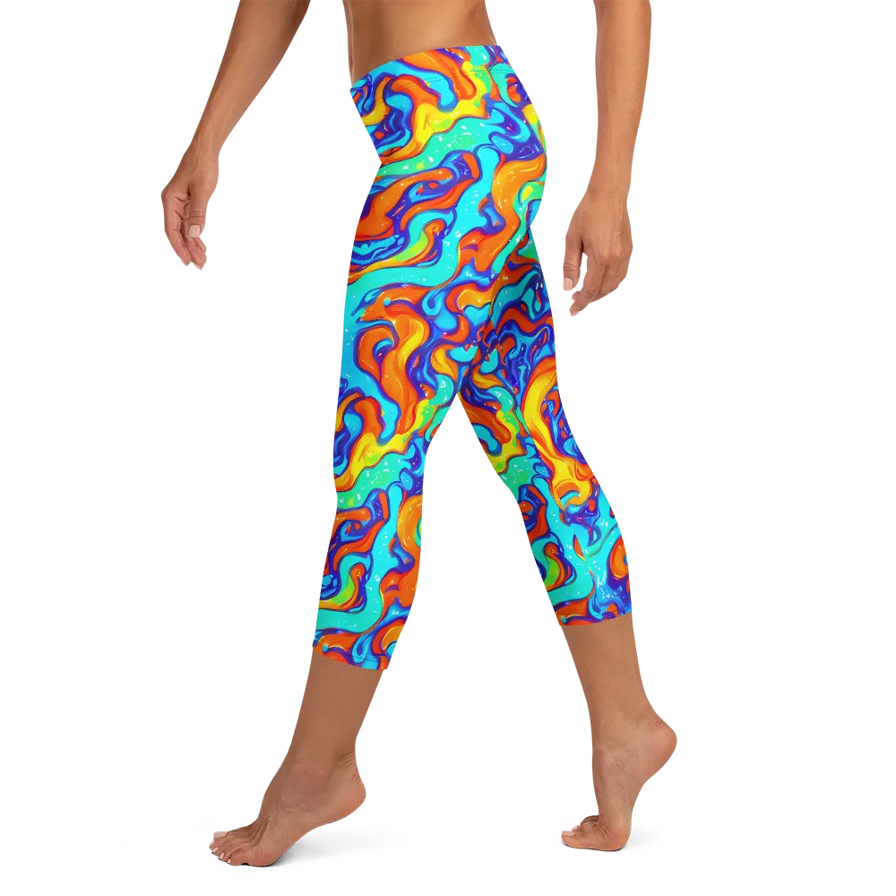 Painted Pulse on Capri Leggings — Left