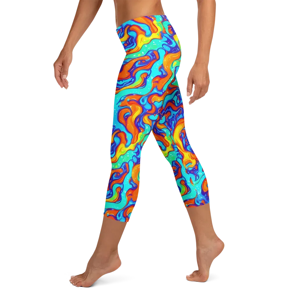 Painted Pulse on Capri Leggings — Left