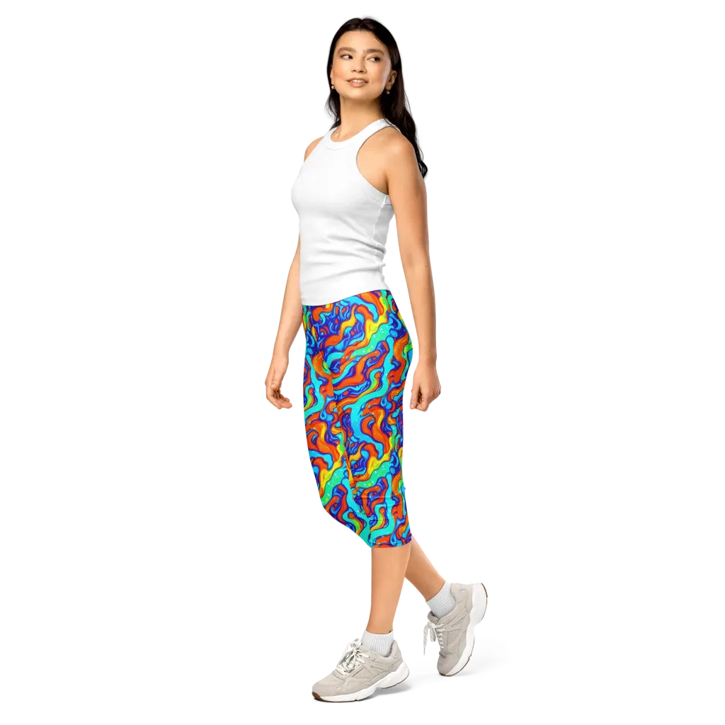 Painted Pulse on Capri Leggings — Left Front