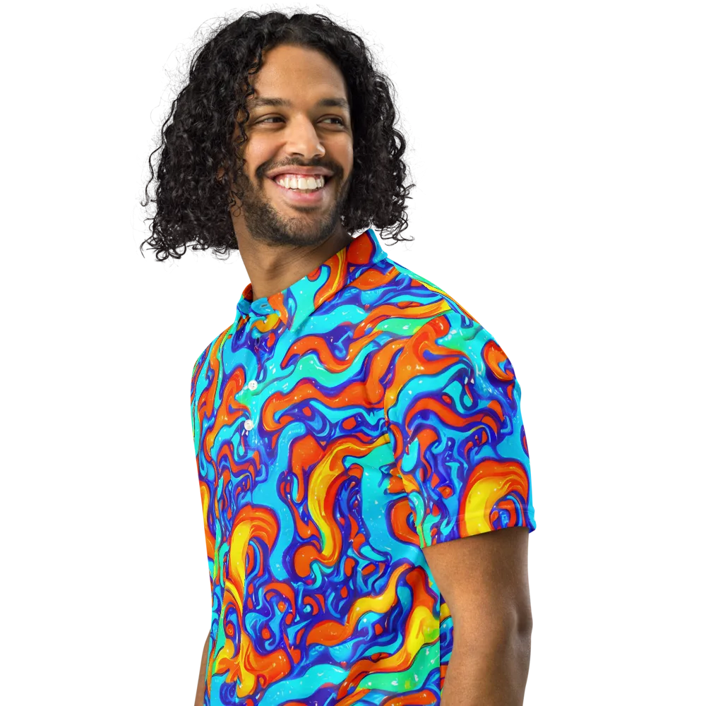 Painted Pulse on Men's Slim Fit Polo Shirt — Left Front