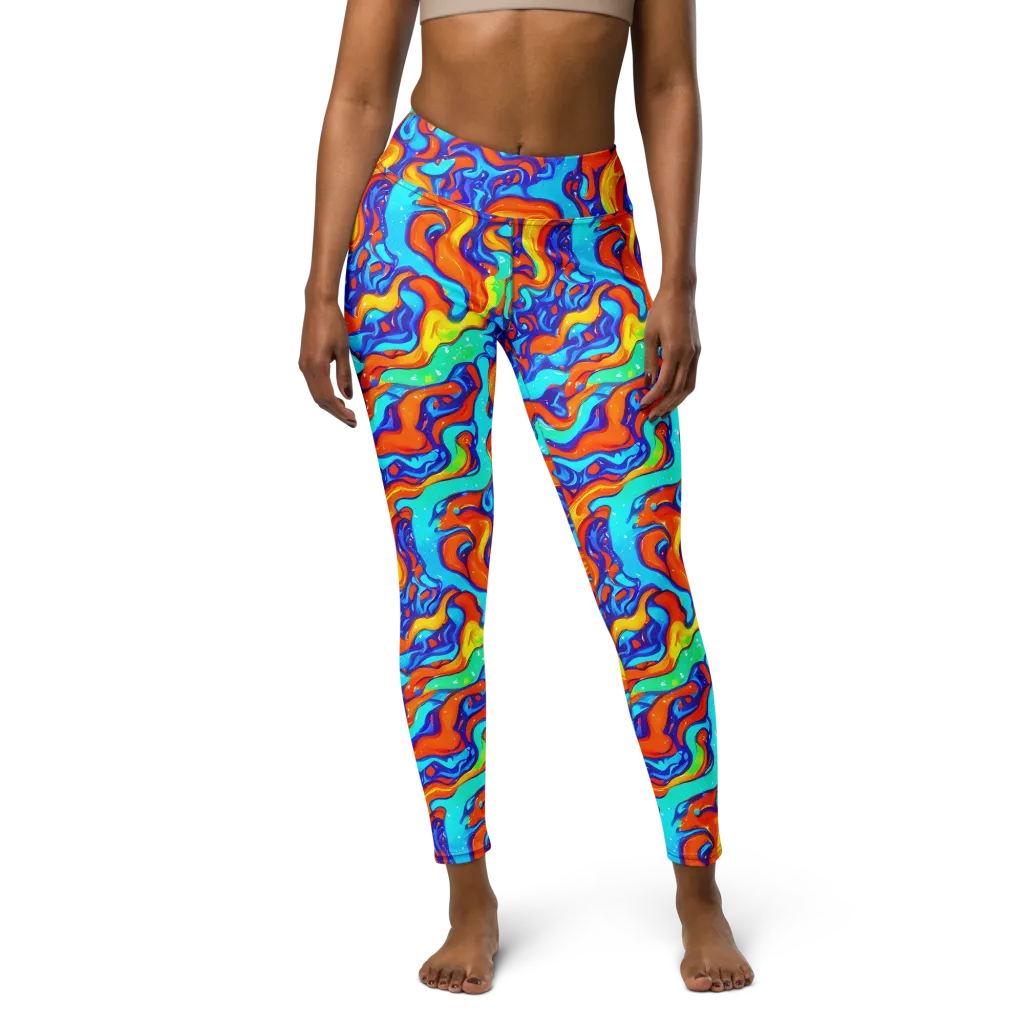 Painted Pulse on Yoga Leggings — Front