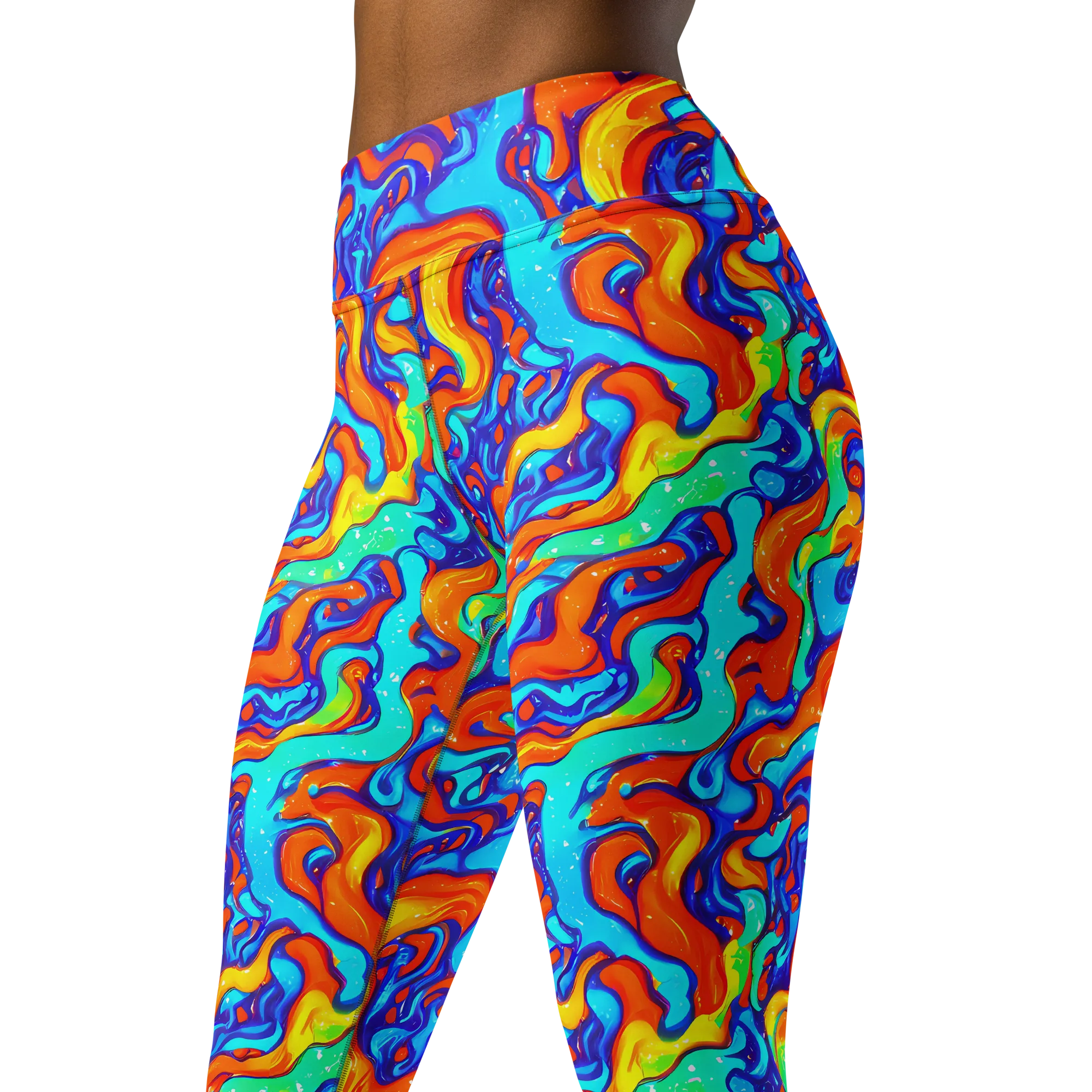 Painted Pulse on Yoga Leggings — Left Front