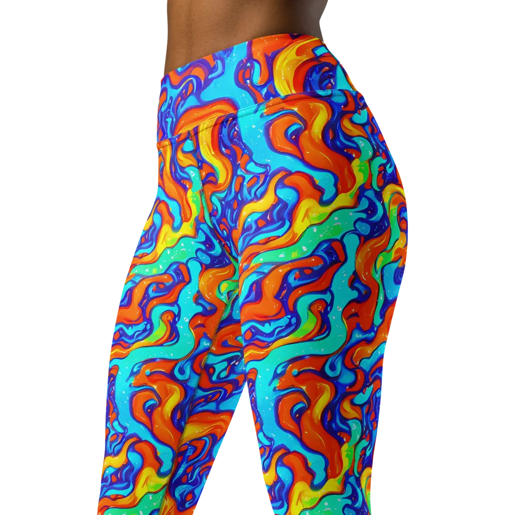 Painted Pulse on Yoga Leggings — Left Front