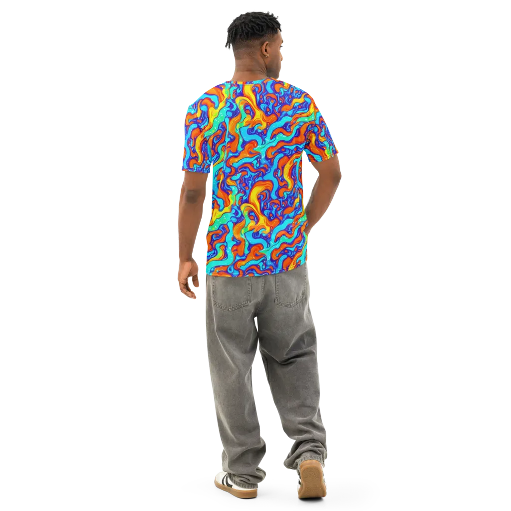 Painted Pulse on Men's Cotton Crew Neck T-Shirt — Back