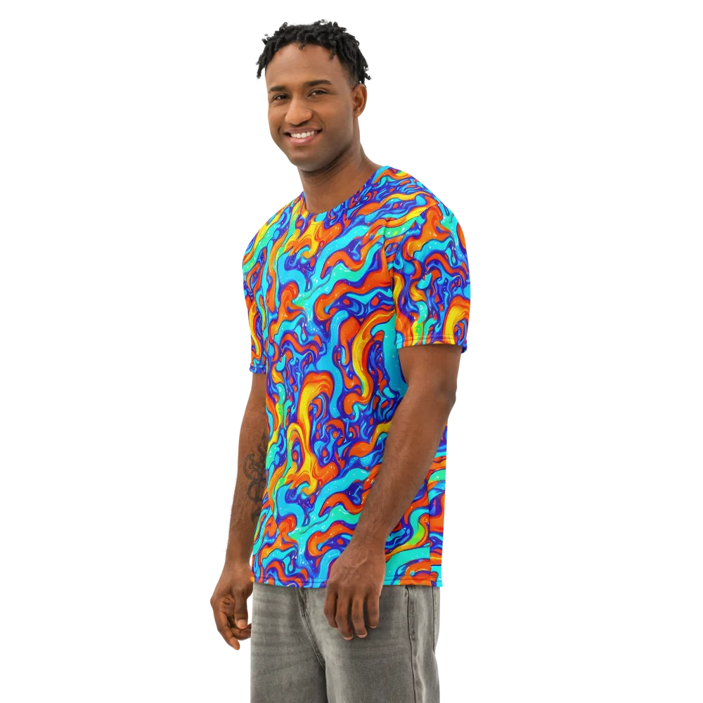 Painted Pulse on Men's Cotton Crew Neck T-Shirt — Left Front