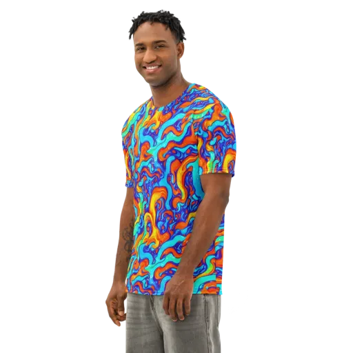 Painted Pulse on a Men's Cotton Crew Neck T-Shirt