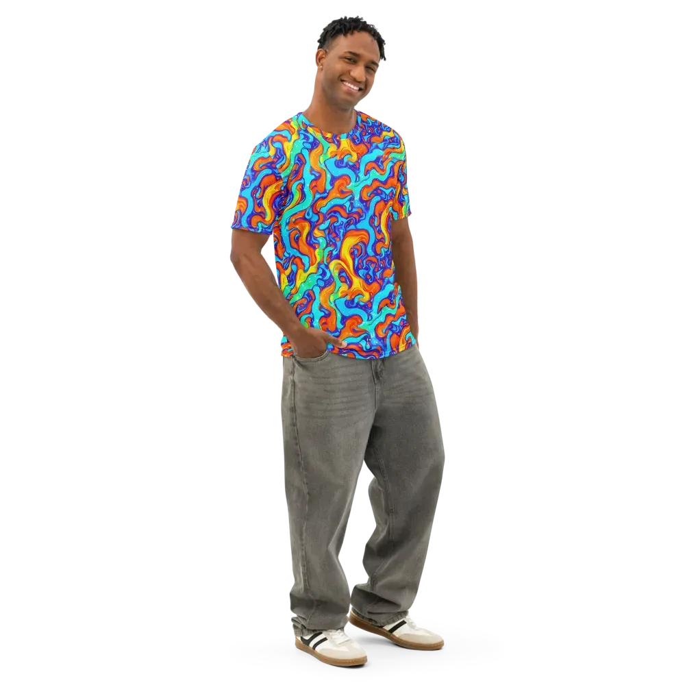 Painted Pulse on Men's Cotton Crew Neck T-Shirt — Right Front