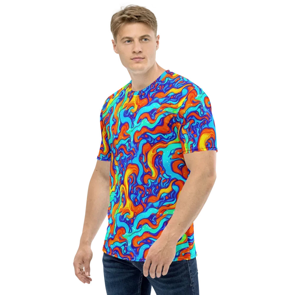 Painted Pulse on Men's Crew Neck T-Shirt — Left
