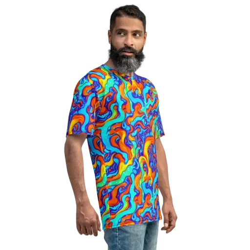 Painted Pulse on a Men's Crew Neck T-Shirt