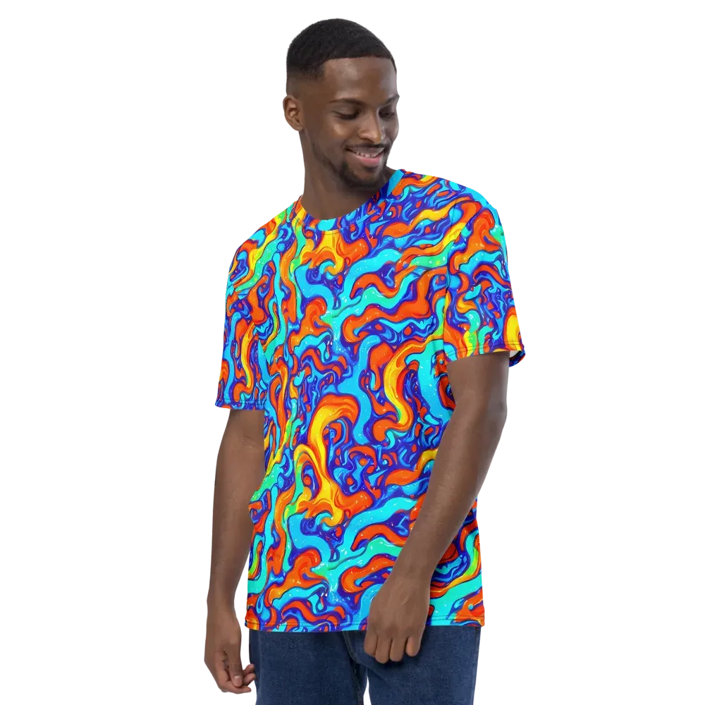 Painted Pulse on Men's Crew Neck T-Shirt — Left