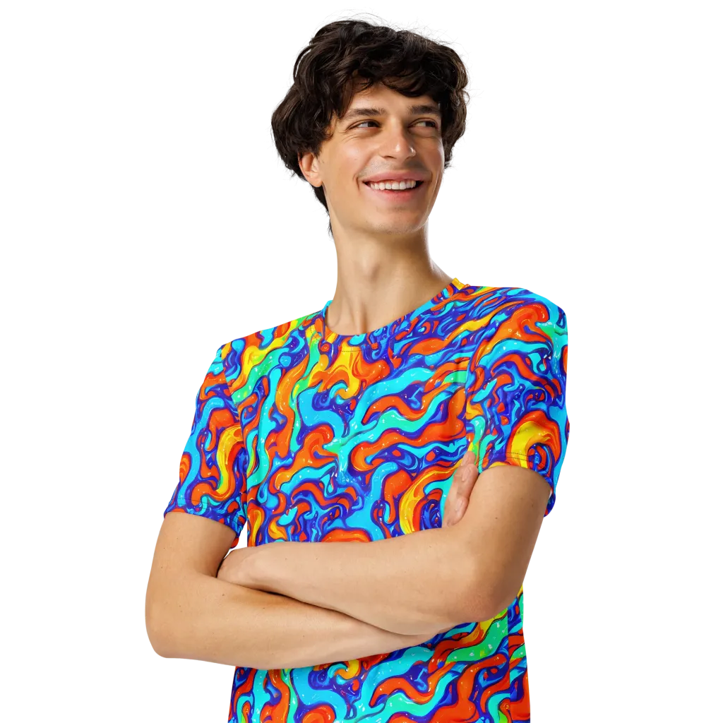 Painted Pulse on Men's Crew Neck T-Shirt — Left Front