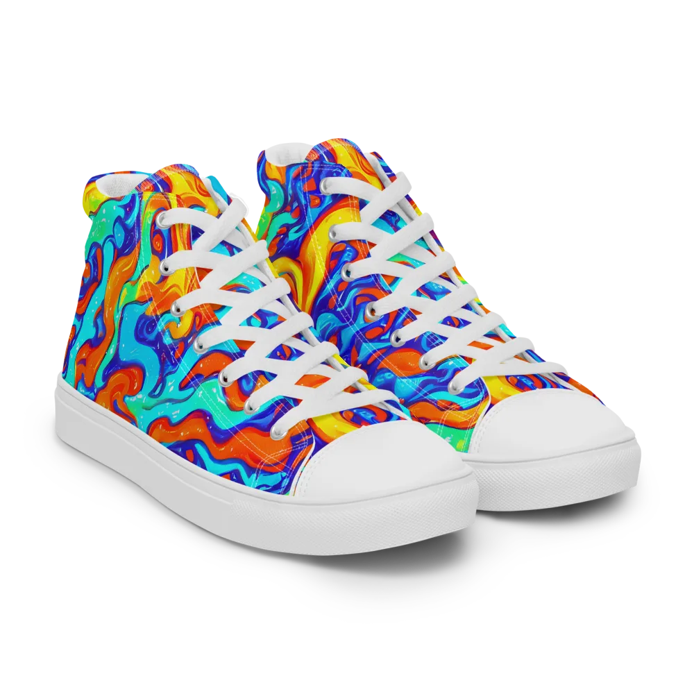 Painted Pulse on Men's High Top Canvas Shoes — Right Front