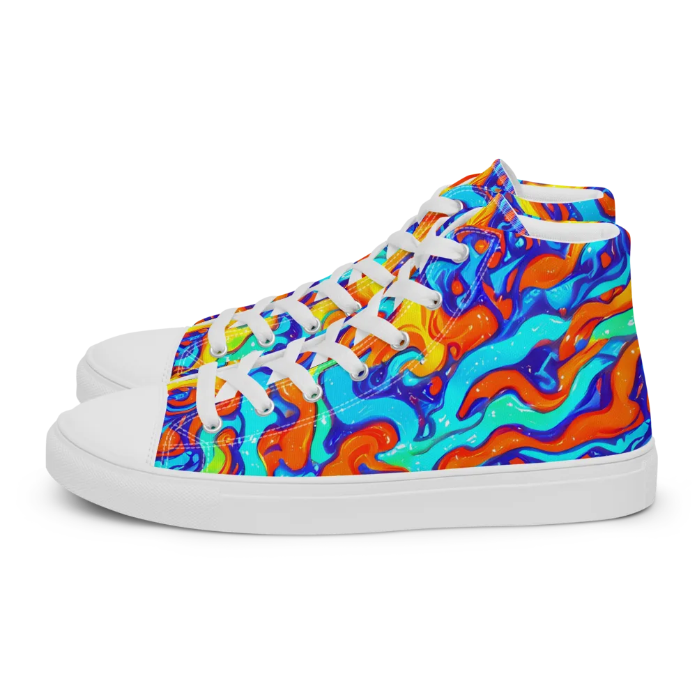 Painted Pulse on Men's High Top Canvas Shoes — Left