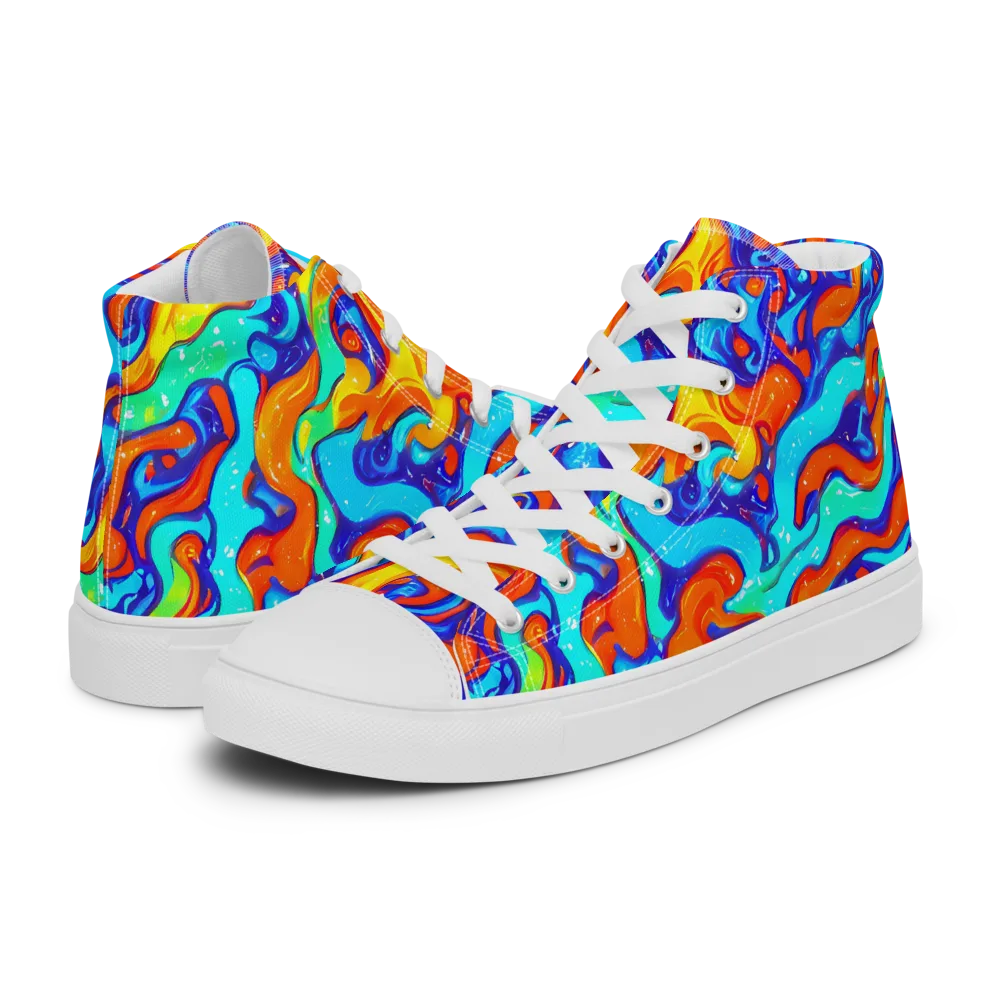 Painted Pulse on Men's High Top Canvas Shoes — Left