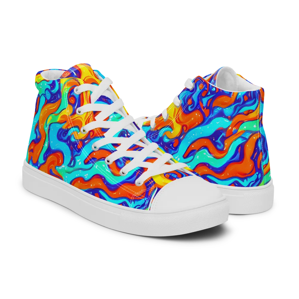 Painted Pulse on Men's High Top Canvas Shoes — Right