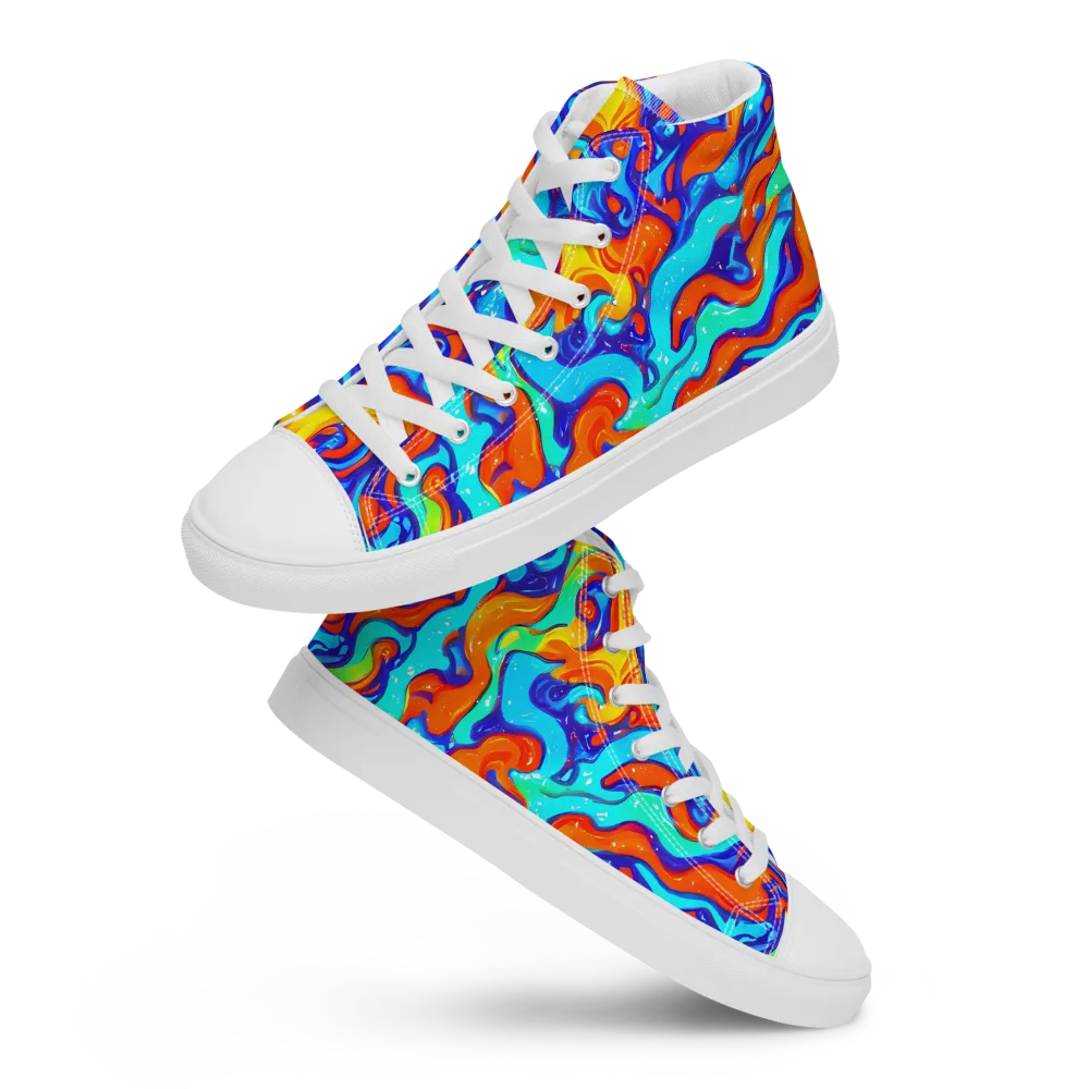 Painted Pulse on Men's High Top Canvas Shoes — Front