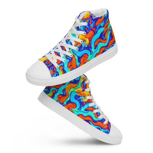Painted Pulse on a Men's High Top Canvas Shoes