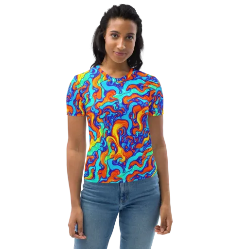 Painted Pulse on a Women's Crew Neck T-Shirt