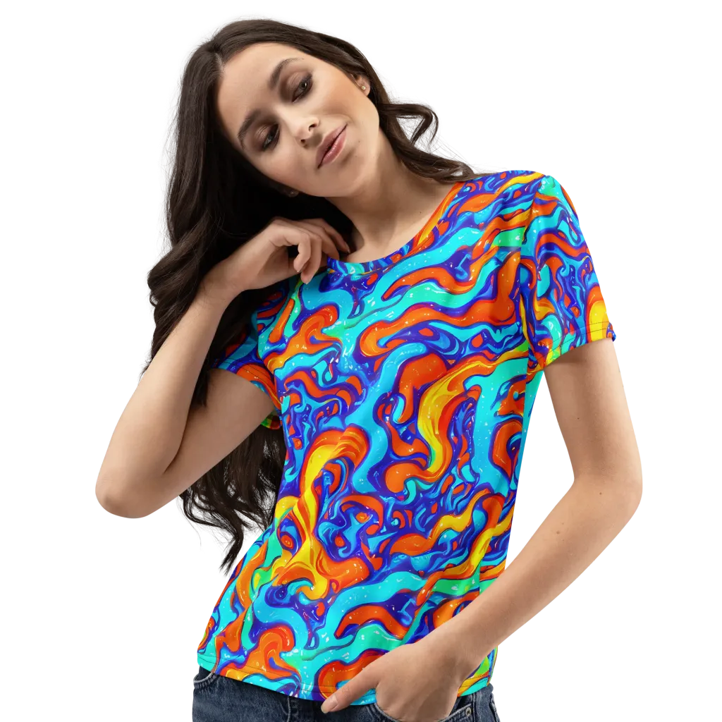 Painted Pulse on Women's Crew Neck T-Shirt — Left Front