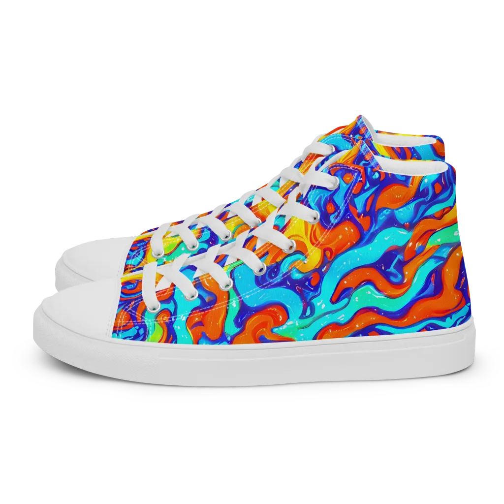 Painted Pulse on Women's High Top Canvas Shoes — Left