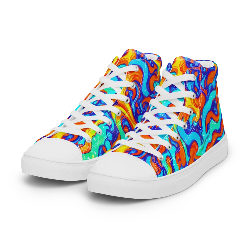 Painted Pulse on Women's High Top Canvas Shoes — Left Front