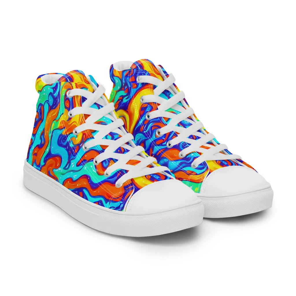 Painted Pulse on Women's High Top Canvas Shoes — Right Front