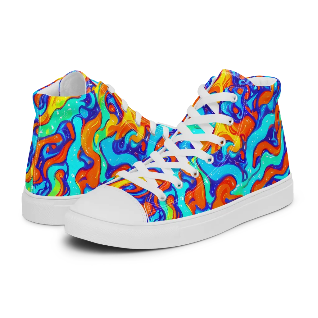 Painted Pulse on Women's High Top Canvas Shoes — Left