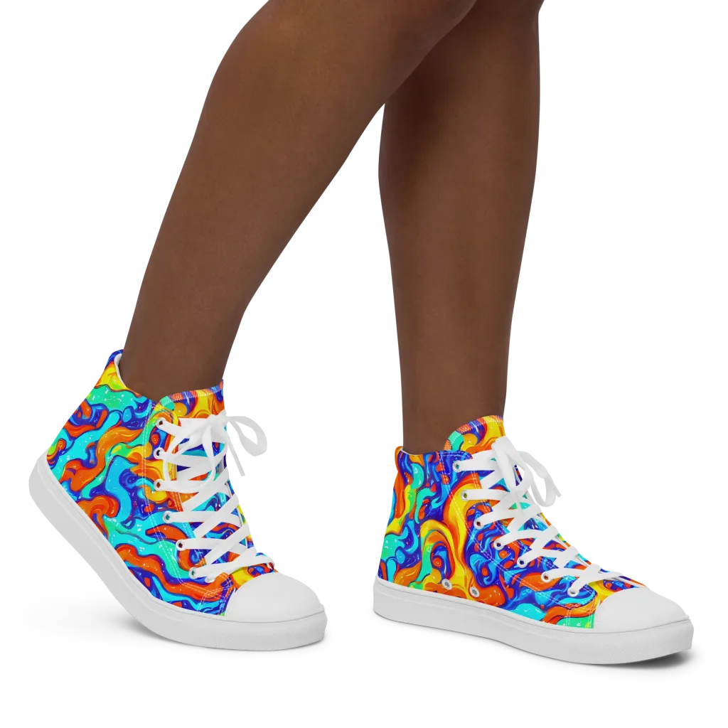 Painted Pulse on Women's High Top Canvas Shoes — Right