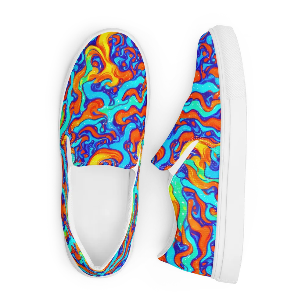 Painted Pulse on Men's Slip-On Canvas Shoes — Front