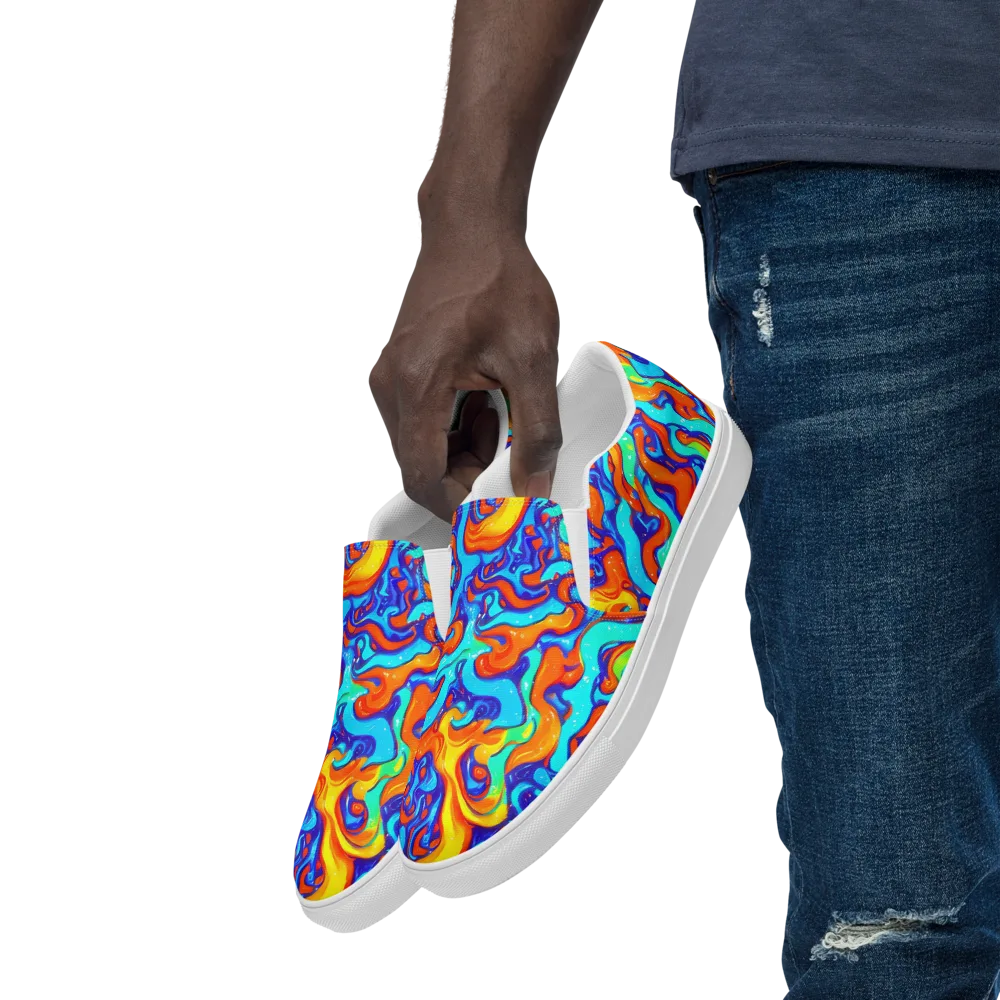 Painted Pulse on Men's Slip-On Canvas Shoes — Left Front