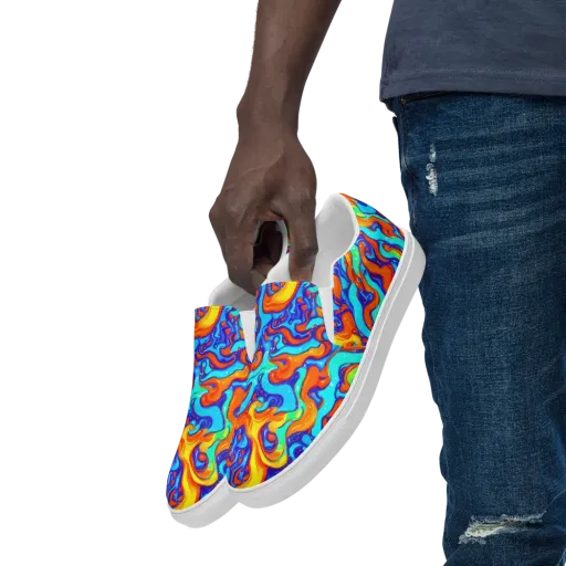 Painted Pulse on a Men's Slip-On Canvas Shoes