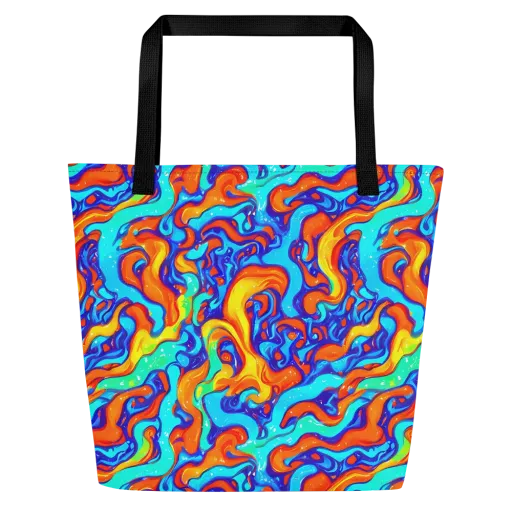 Painted Pulse on a Large Tote Bag W/ Pocket