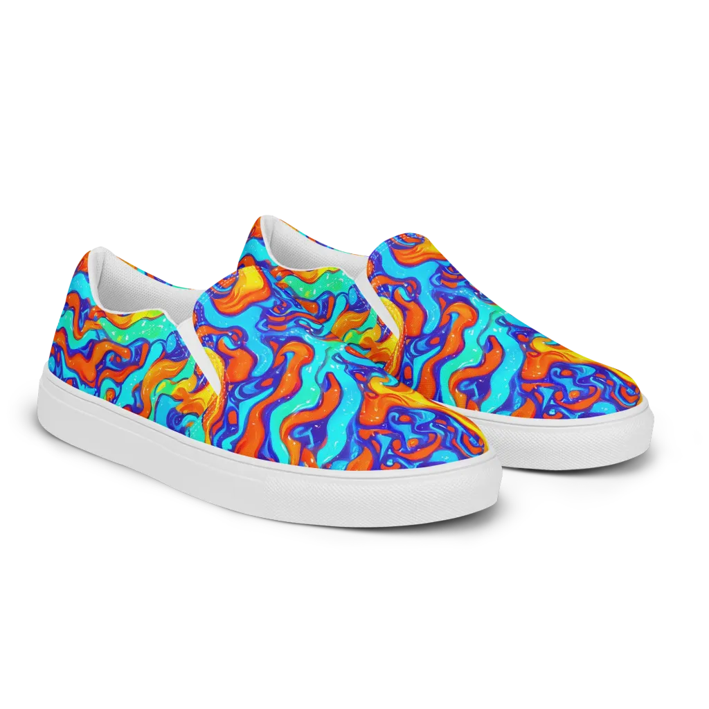 Painted Pulse on Women's Slip-On Canvas Shoes — Right Front