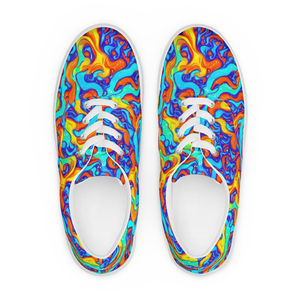 Painted Pulse on Men's Lace-Up Canvas Shoes — Front