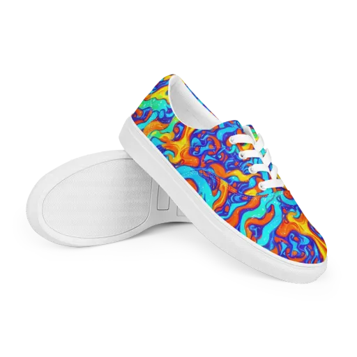 Painted Pulse on a Men's Lace-Up Canvas Shoes