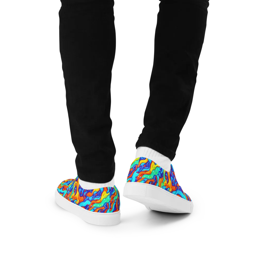 Painted Pulse on Men's Lace-Up Canvas Shoes — Back