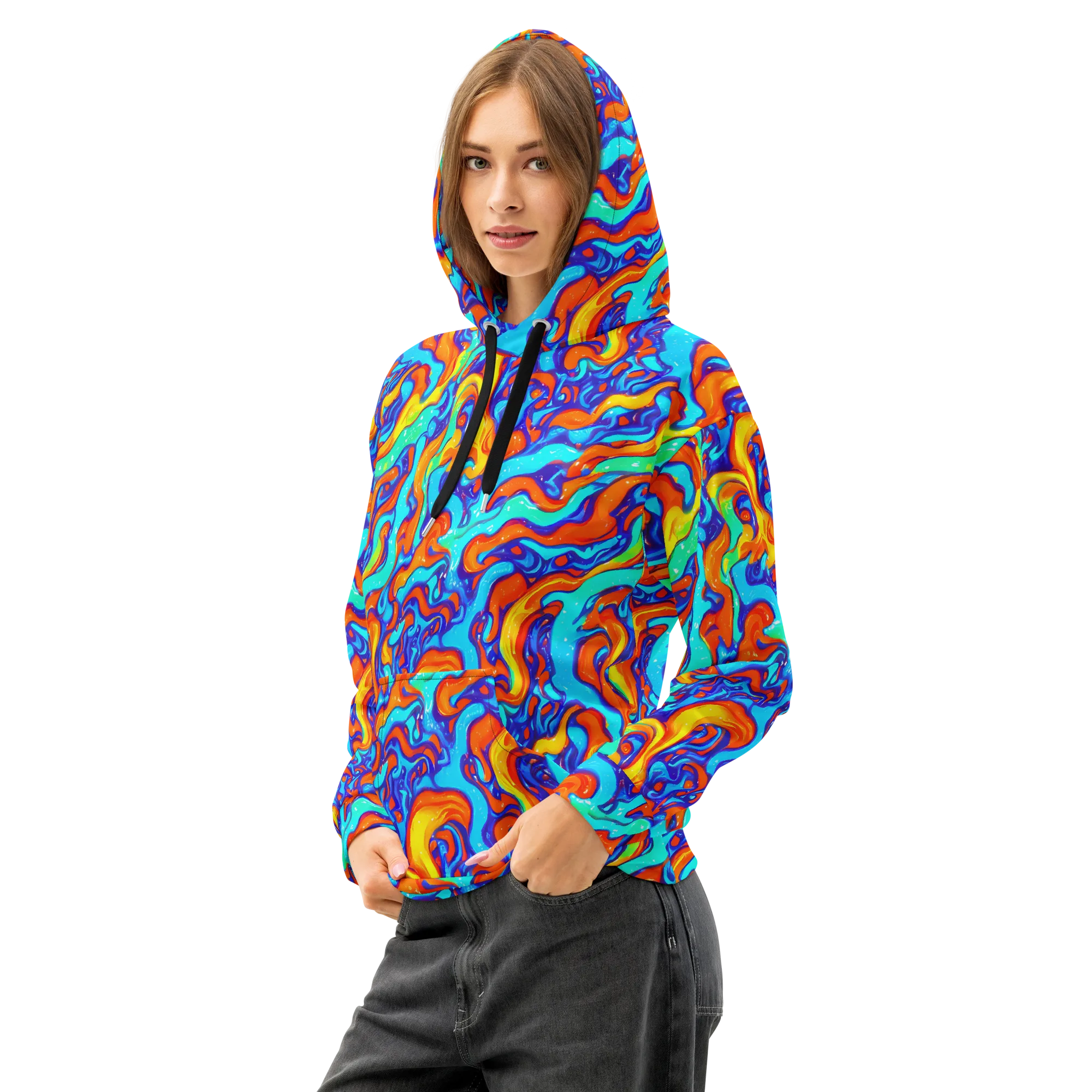 Painted Pulse on Cotton Hoodie — Left Front